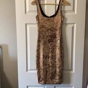 Bardot gold sequin dress.